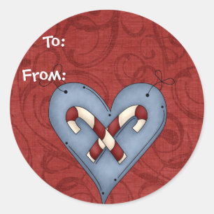 Christmas Red Country Heart Gift Name Tags