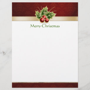 Christmas red damask personalised letterhead