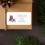 Christmas Red Deer Label<br><div class="desc">A return address label perfect for the holiday season. With a vintage feel and featuring a family of deer nestled in pine trees and falling snow this address label with make the perfect finishing touch to your festive mail.</div>