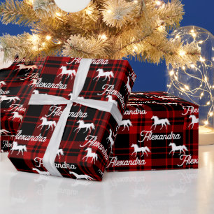 Christmas Red Equestrian Horse Personalized Wrapping Paper