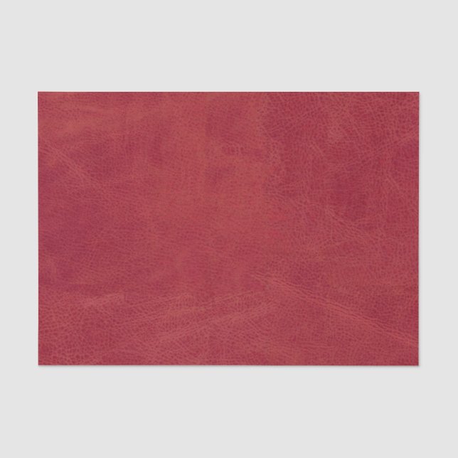 Christmas Red Faux Leather Texture Tissue Paper (Front)