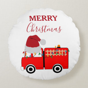 Christmas Red Fire Truck   Round Cushion