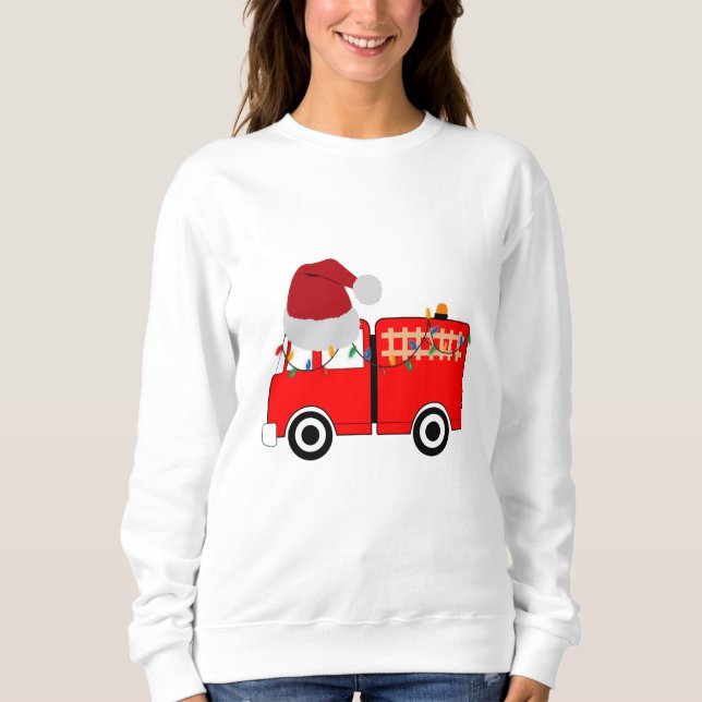 Christmas Red Fire Truck Sweatshirt (Front)