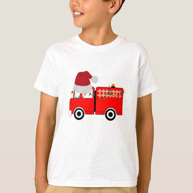 Christmas Red Fire Truck T-Shirt (Front)