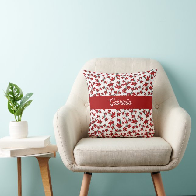 Christmas red floral botanical cushion (Chair)
