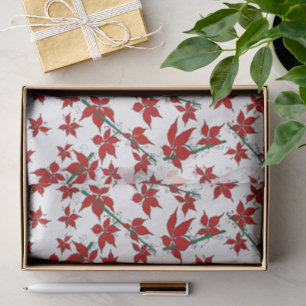 Christmas red floral botanical tissue paper
