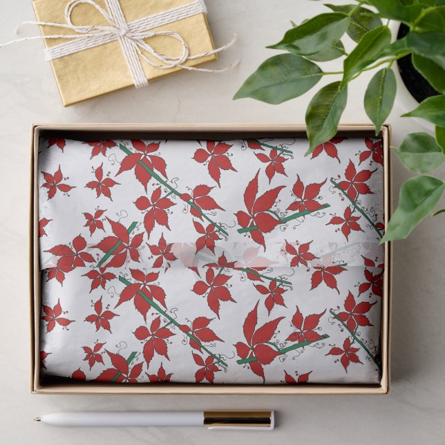 Christmas red floral botanical tissue paper (Gift)