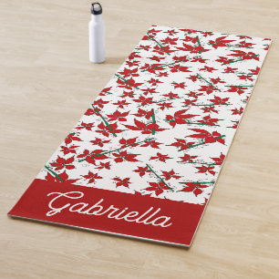 Christmas red floral botanical yoga mat