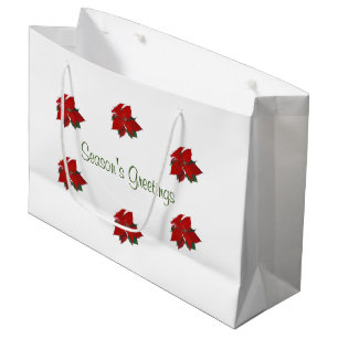 Christmas Red Floral Seasons Greetings Large Gift Bag