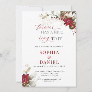 Christmas Red Floral Wedding Engagement Party Invitation