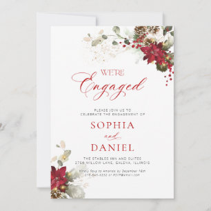 Christmas Red Floral Wedding Engagement Party Invitation