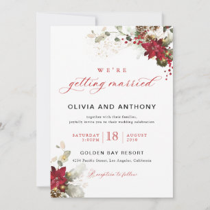 Christmas Red Floral Wedding Invitation