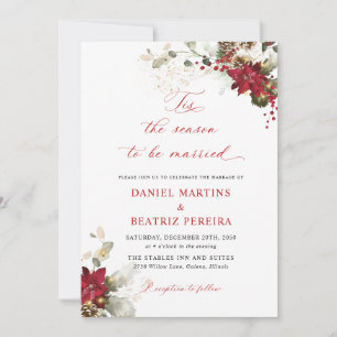 Christmas Red Floral Wedding Invitations