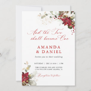 Christmas Red Floral Wedding Invitations