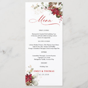 Christmas Red Floral Wedding Menu
