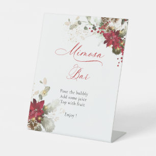 Christmas Red Floral Wedding Mimosa Bar Sign