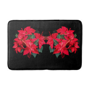Christmas Red Flower Holiday Bath Mat