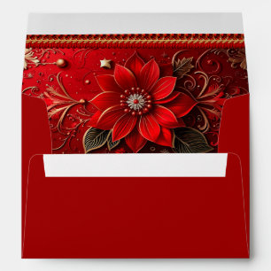 Christmas Red Flower Holiday Envelope