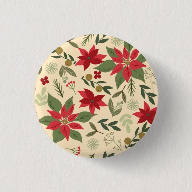 Christmas Red Flowers Pattern-11600 3 Cm Round Badge (Front)