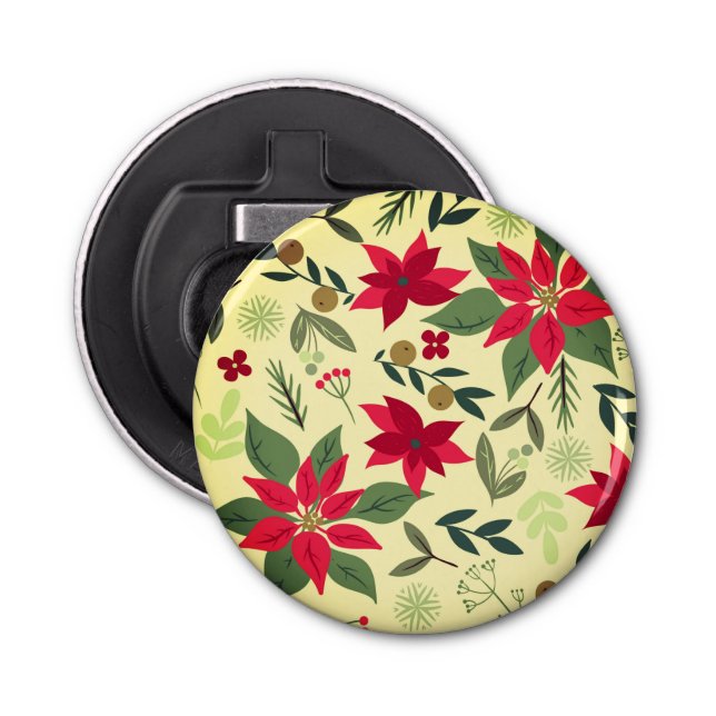 Christmas Red Flowers Pattern-11600 Bottle Opener (Front)