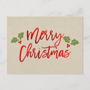 Christmas Red Foil Modern Script Holiday Kraft