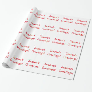 Christmas Red Font Season's Greetings Wishes Wrapping Paper
