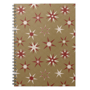 Christmas Red Geo Stars - on gold pattern. Notebook