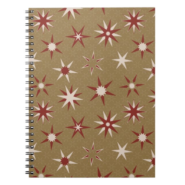  Christmas Red Geo Stars - on gold pattern. Notebook (Front)