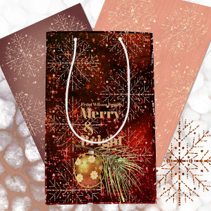 Christmas Red Gift Bag with Snowflakes