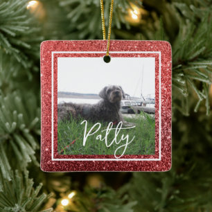 Christmas Red Glitter Bible Verse Hope Ceramic Ornament