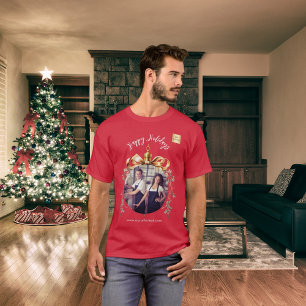 Christmas red gold bauble team photo logo T-Shirt