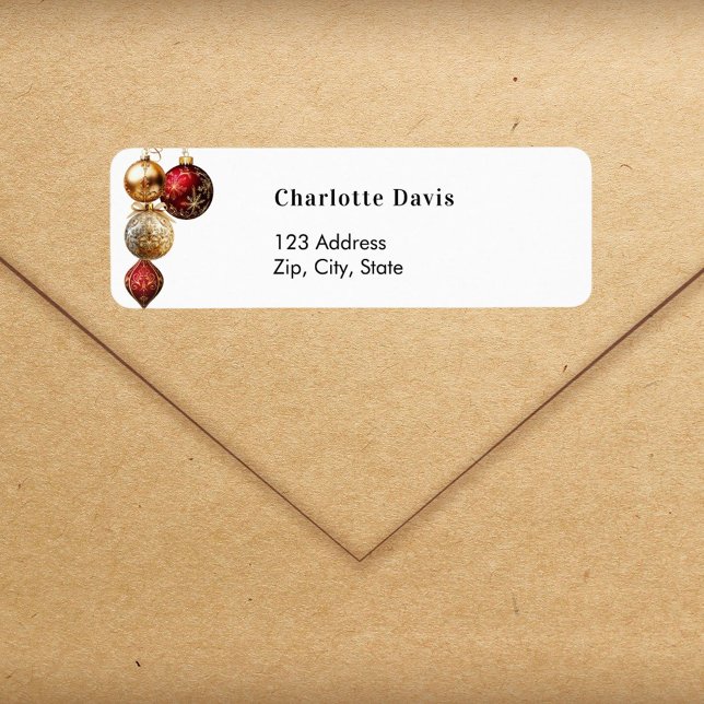 Christmas red gold baubles return address (Creator Uploaded)