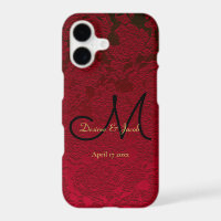 Christmas Red Gold Black Winter Wedding Monogram