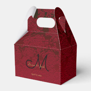 Christmas Red Gold Black Winter Wedding Monogram Favour Box