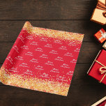 Christmas red gold confetti elegant wrapping paper<br><div class="desc">Elegant,  classic,  glamourous and style party wrapping paper. A red background decorated with faux gold confetti
Text: Merry Christmas</div>