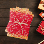 Christmas red gold confetti elegant wrapping paper sheet<br><div class="desc">Elegant,  classic,  glamourous and style party wrapping paper. A red background decorated with faux gold confetti
Text: Merry Christmas</div>