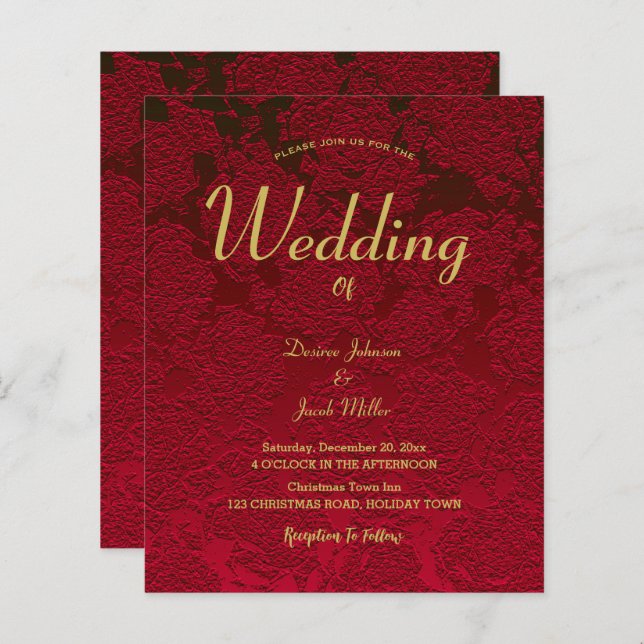 Christmas Red Gold Elegant Modern Floral Budget (Front/Back)