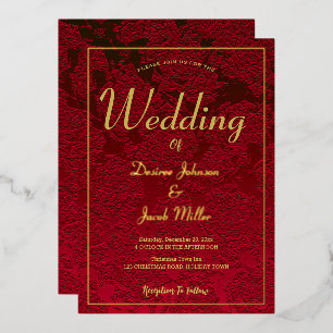 Christmas Red Gold Foil Border Elegant Modern