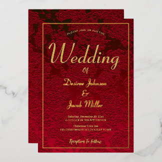 Christmas Red Gold Foil Border Elegant Modern