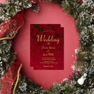 Christmas Red Gold Foil Elegant Modern Floral