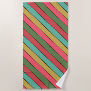 Christmas Red Gold Green Colour On Watercolor Pape Beach Towel