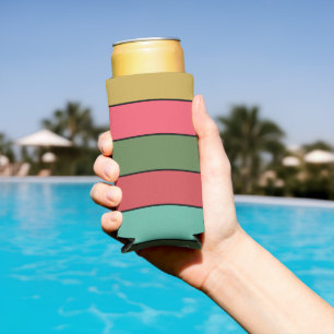 Christmas Red Gold Green Colour On Watercolor Pape Seltzer Can Cooler