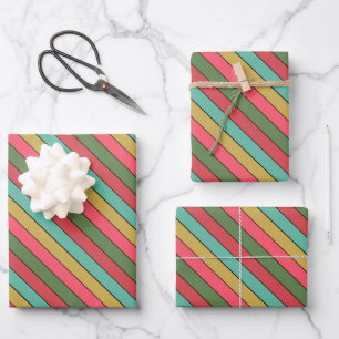 Christmas Red Gold Green Colour On Watercolor Pape Wrapping Paper Sheet
