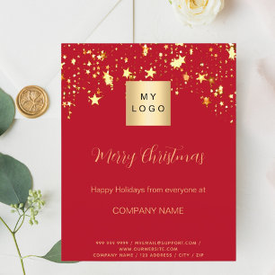 Christmas red gold stars business QR Facebook Flyer