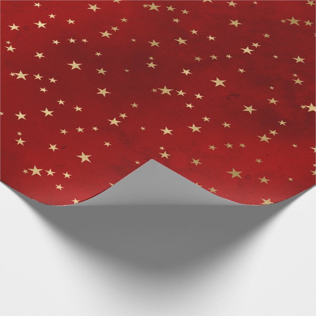 Christmas Red/Gold Stars Pattern Wrapping Paper (Corner)