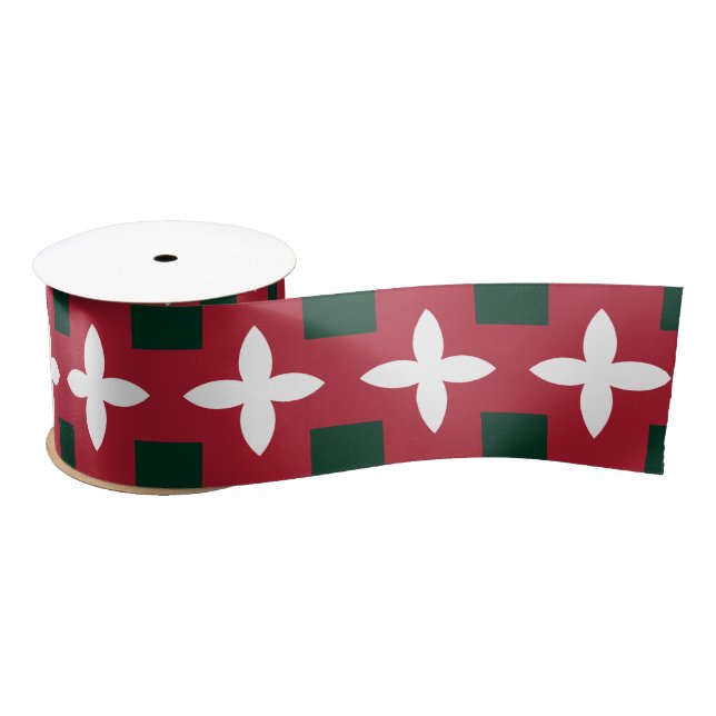 Christmas Red Green and White Pattern Satin Ribbon (Spool)