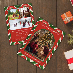 Christmas Red Green Arch 5 Custom Photo Holiday Card
