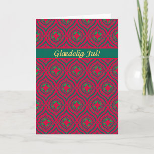 Christmas Red Green Baubles, Danish Greeting Holiday Card
