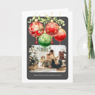 Christmas Red Green Baubles Photo Template