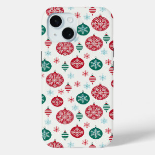 Christmas Red Green Bells Baubles Snowflake iPhone 15 Case